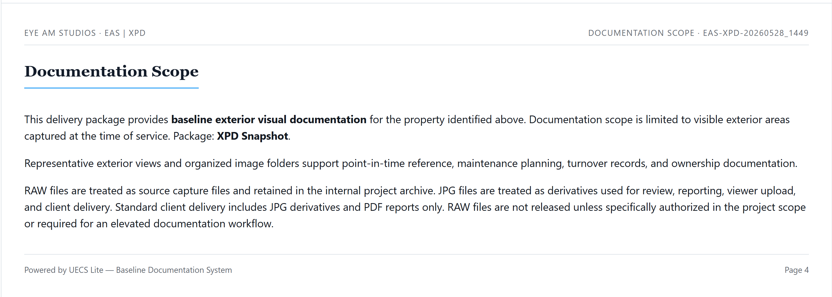 XPD Documentation Scope report preview